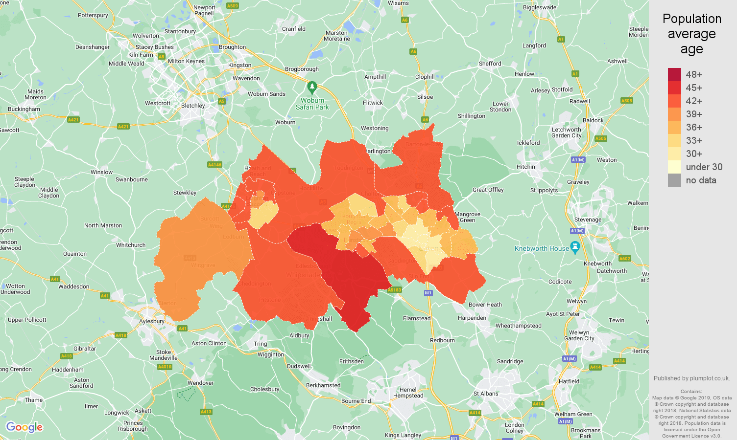 Luton population stats in maps and graphs.