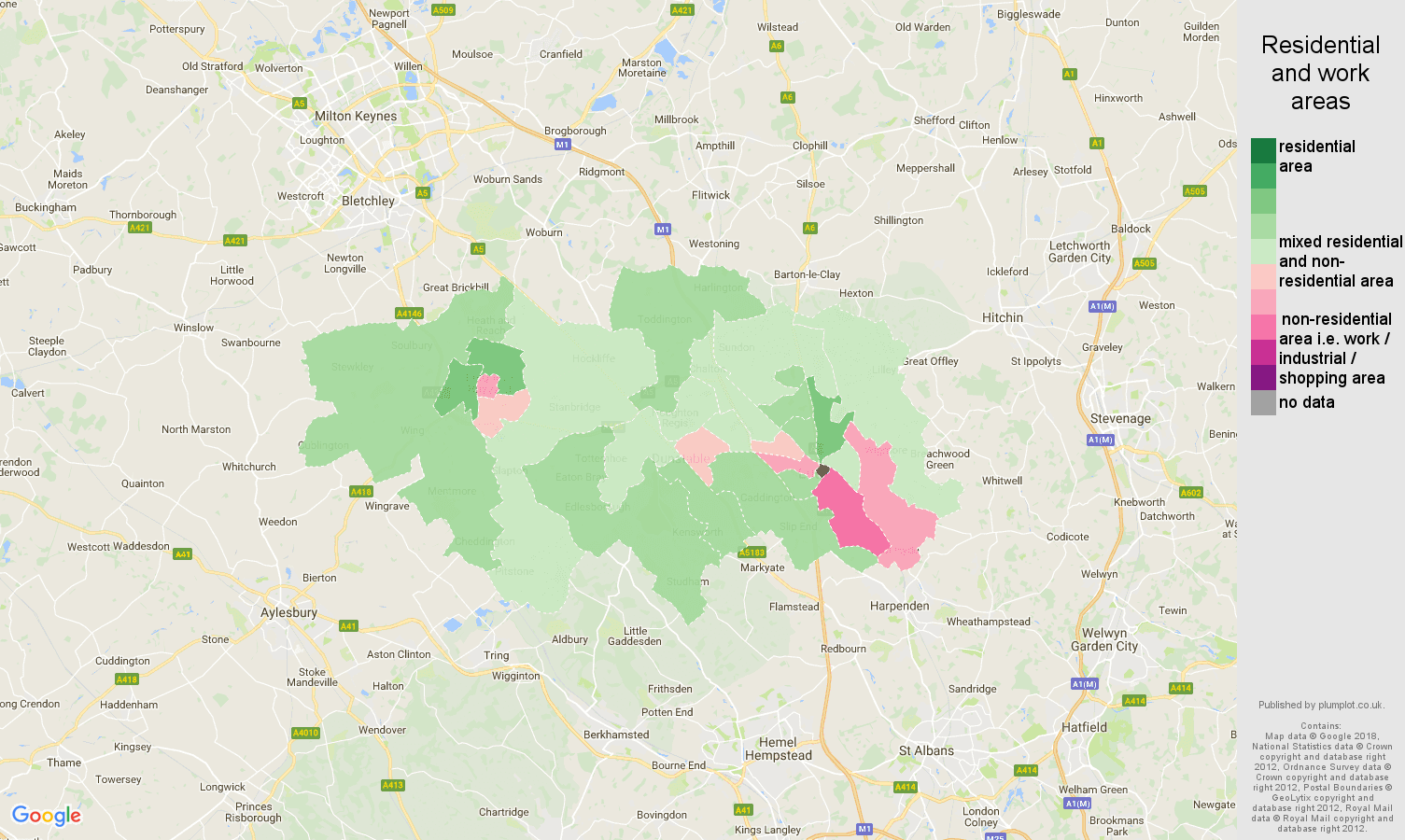 Luton residential areas map