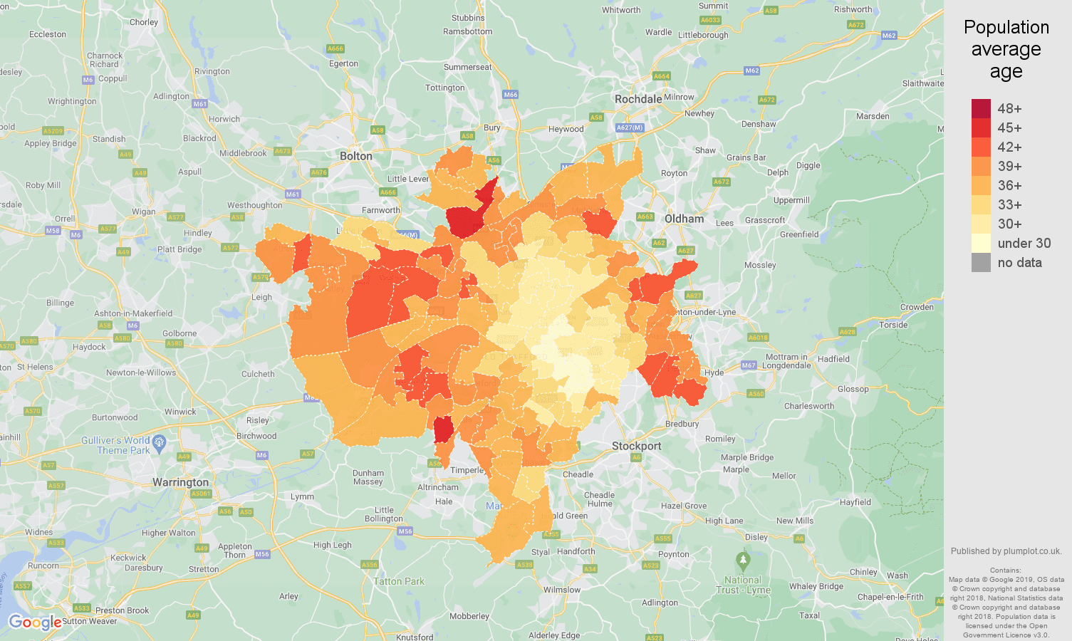 Manchester population stats in maps and graphs.