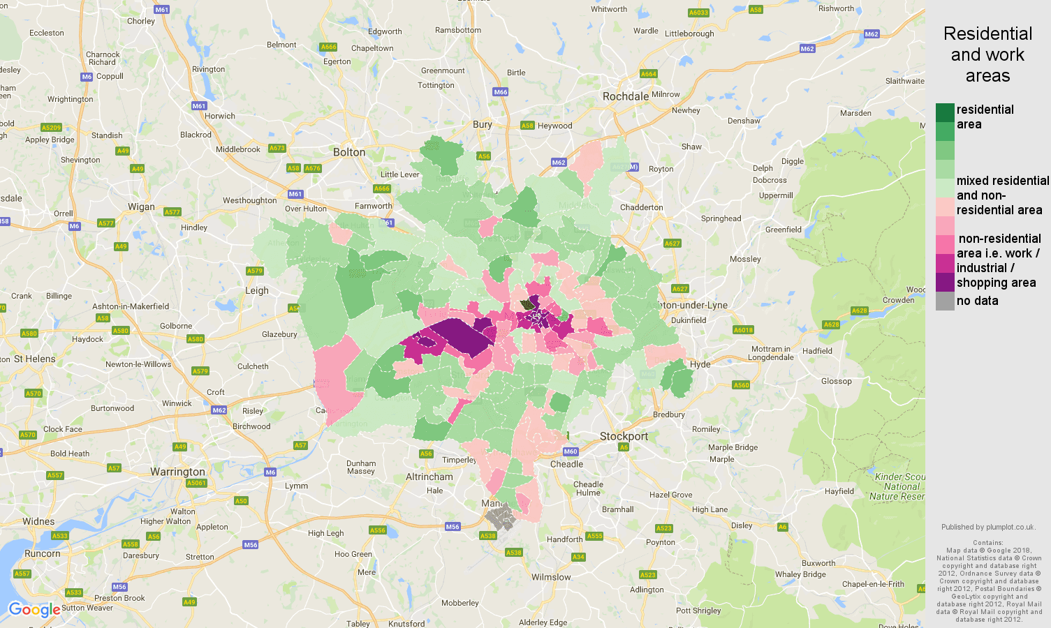 Manchester residential areas map