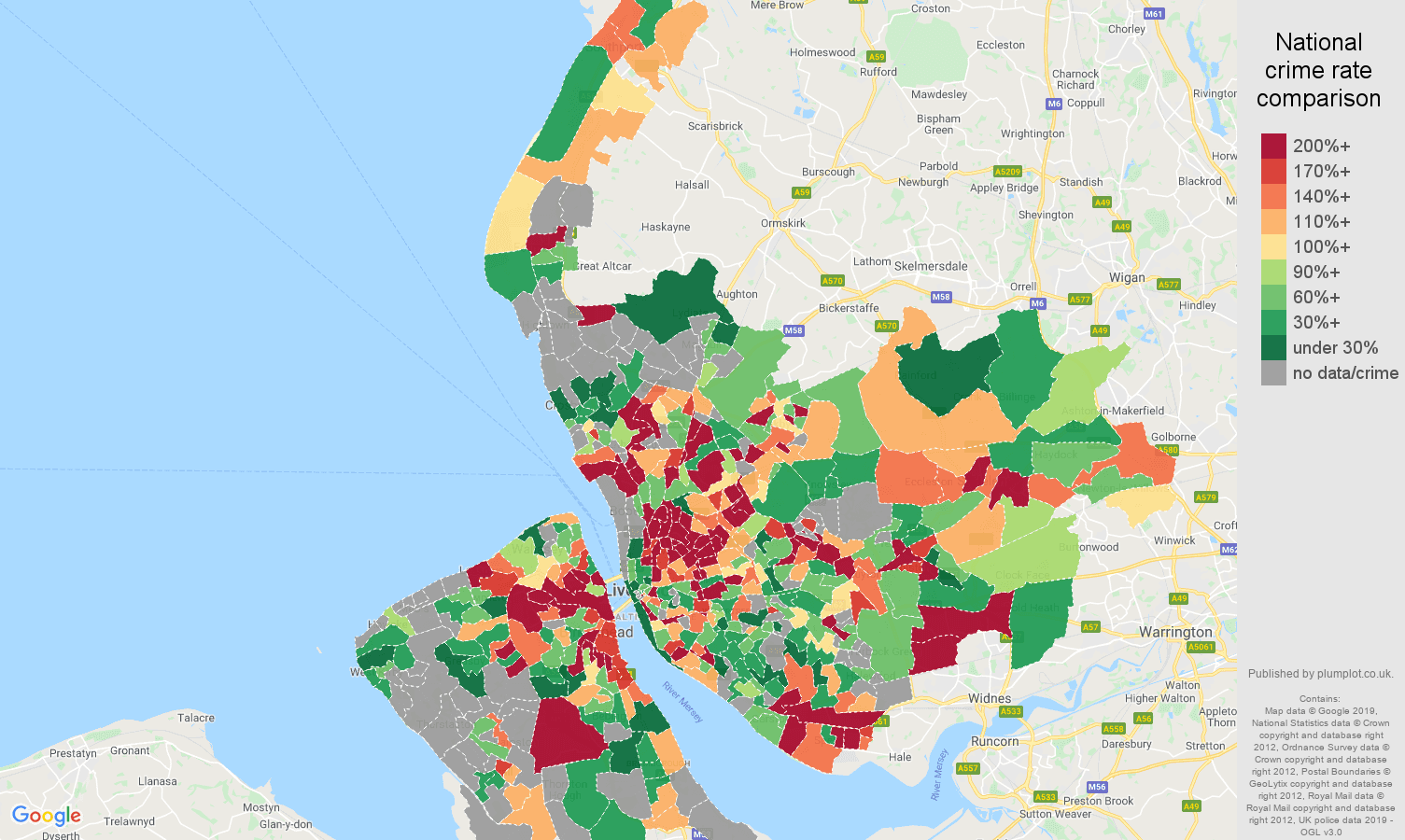 Merseyside other crime rate comparison map