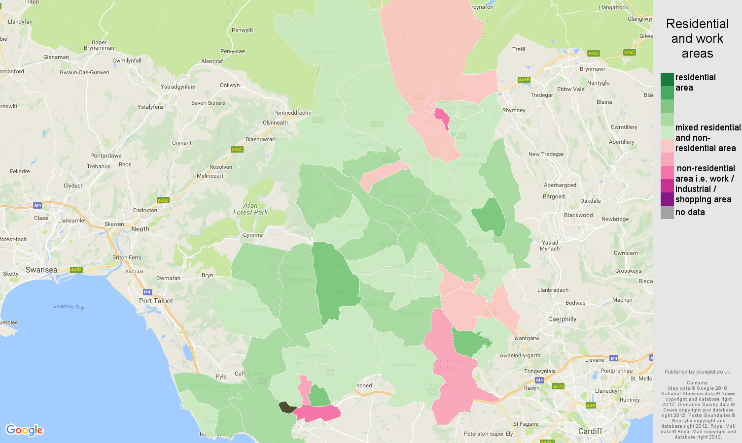 Mid Glamorgan residential areas map