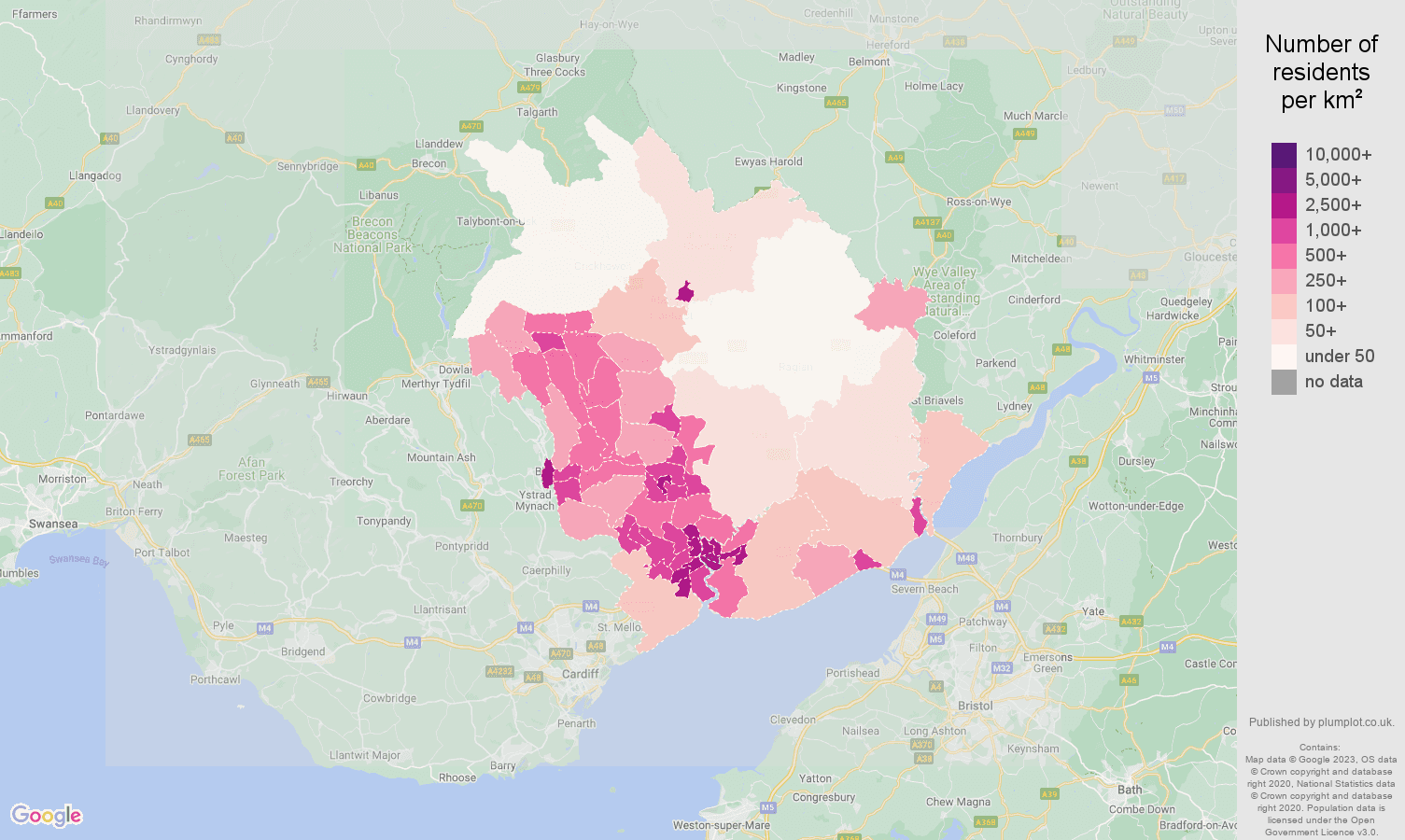 Newport population density map