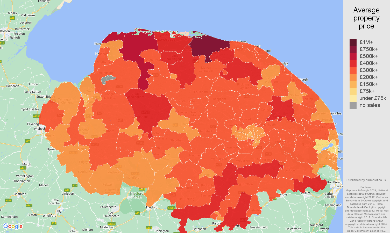 Norfolk house prices map