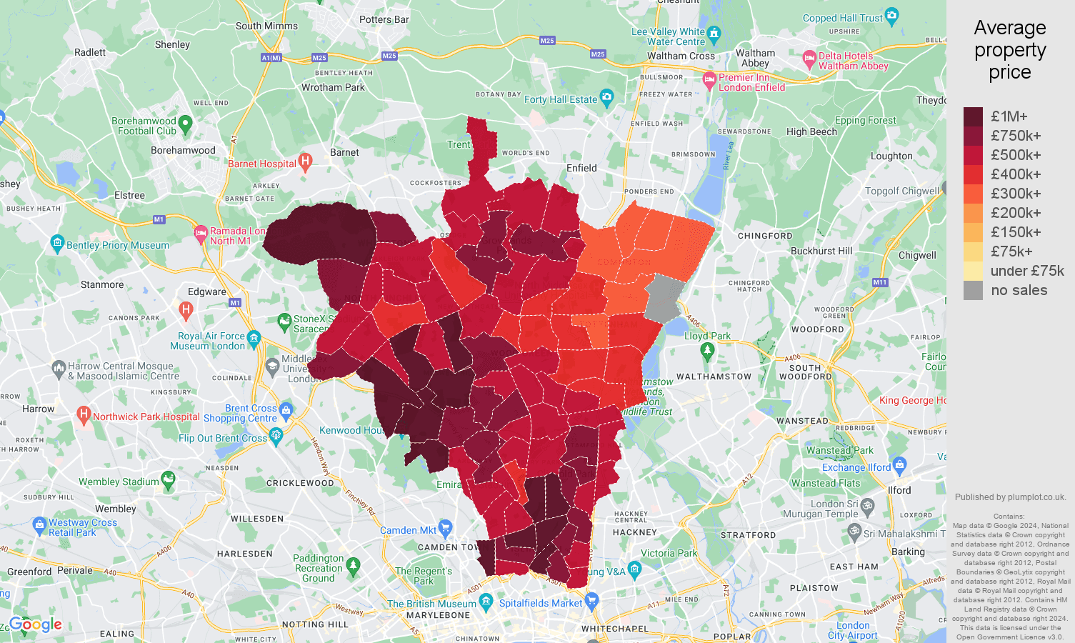 North London house prices map