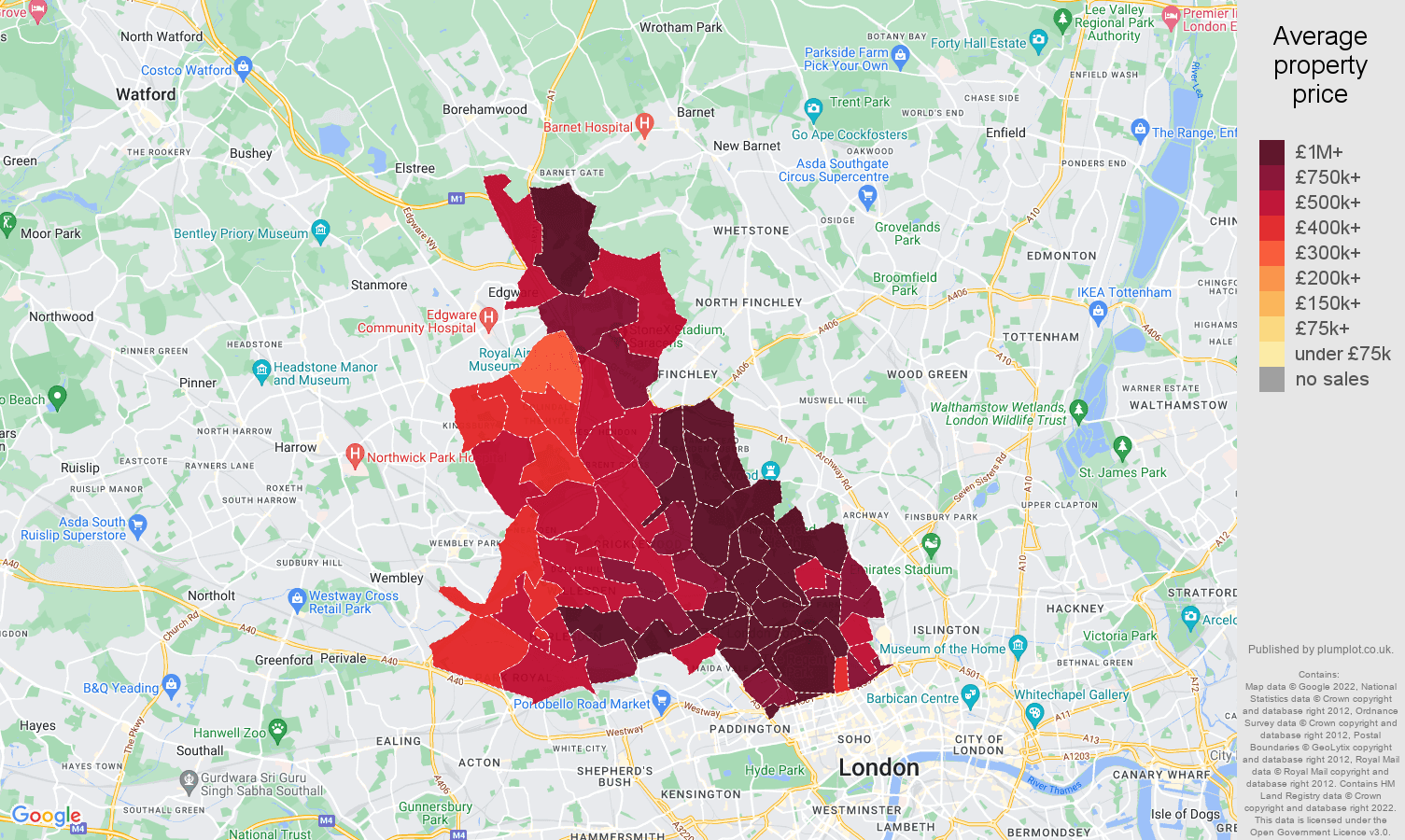 North West London house prices map