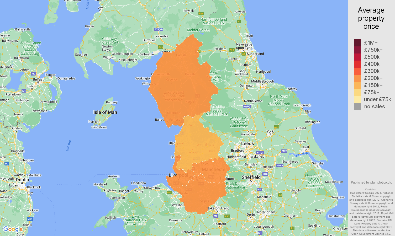 North West house prices map