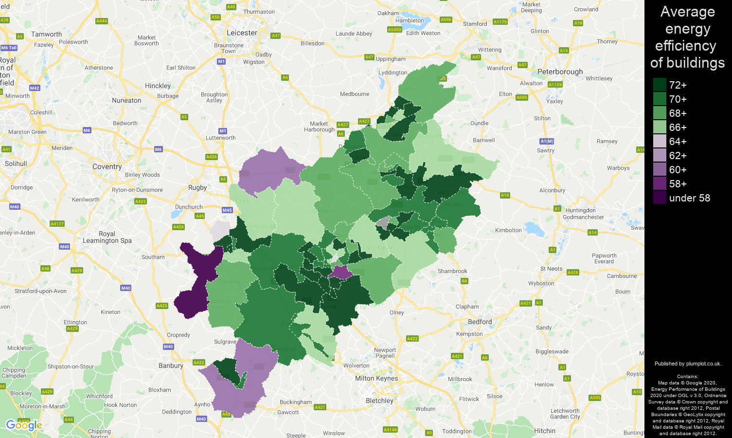 Northampton map of energy efficiency of flats