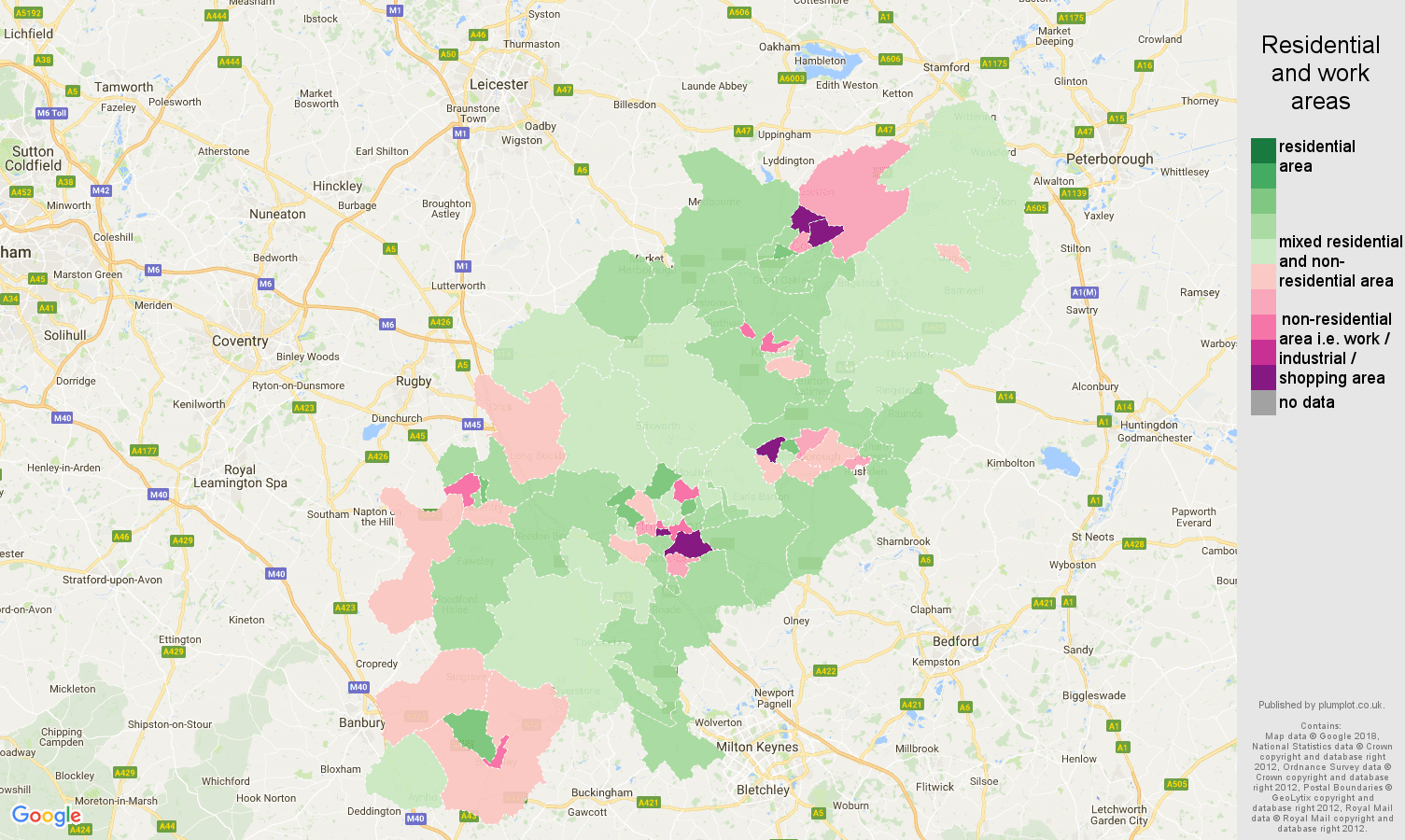 Northamptonshire residential areas map