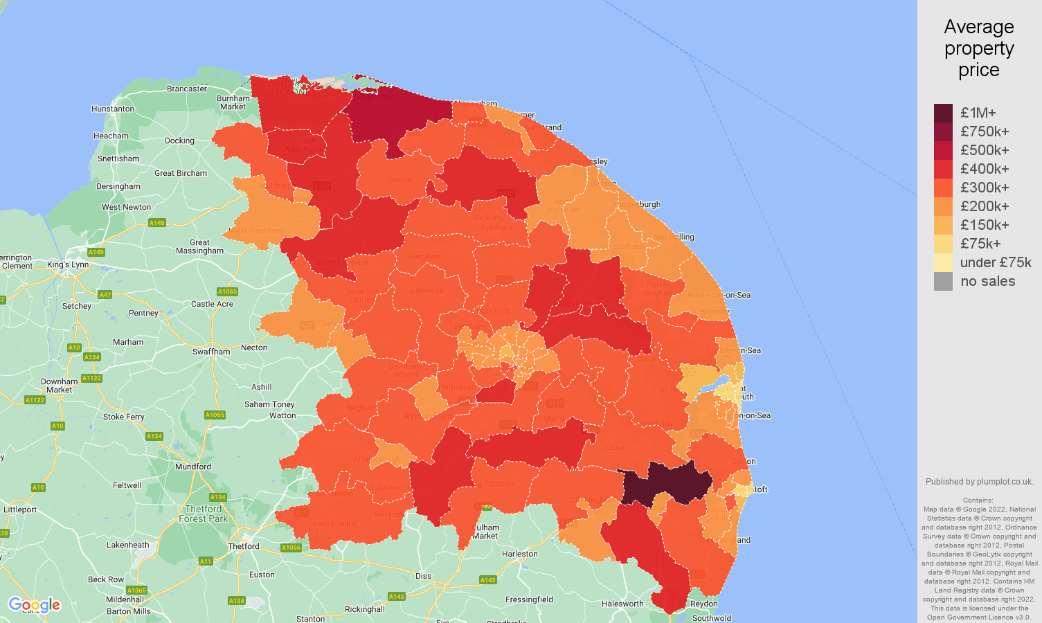 Norwich house prices map