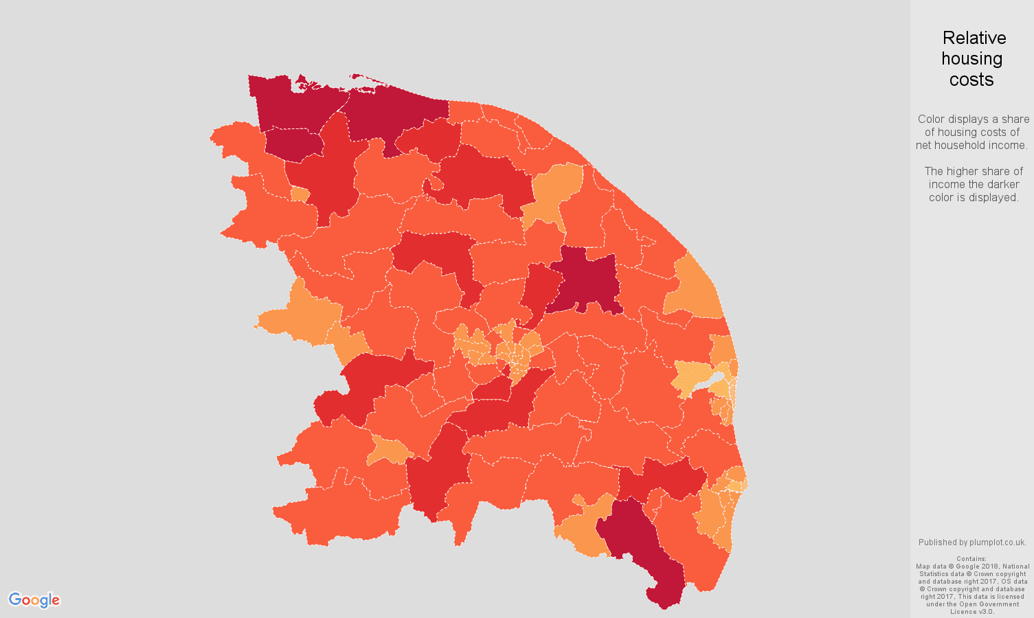 Norwich relative housing costs map