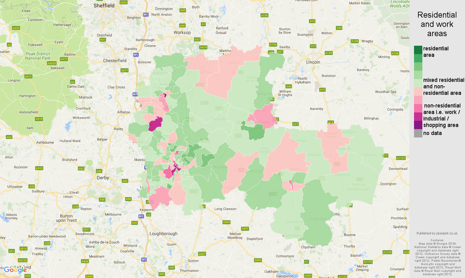 Nottingham residential areas map