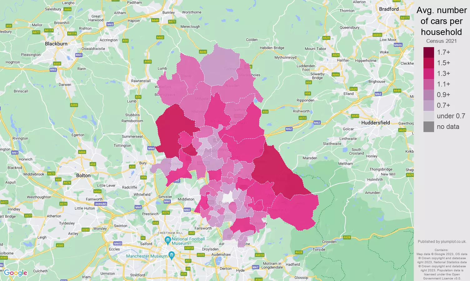 Oldham cars per household map