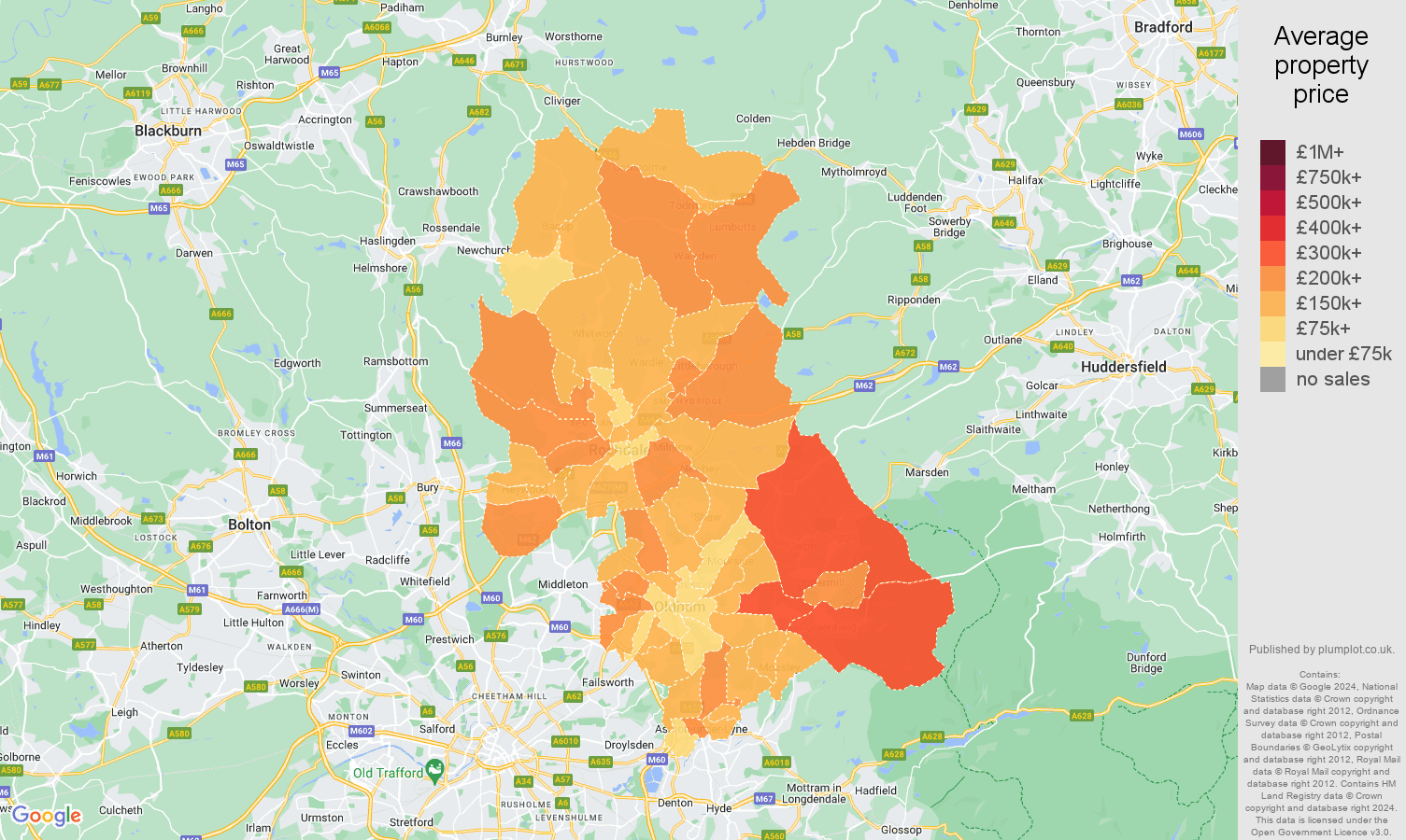 Oldham house prices map