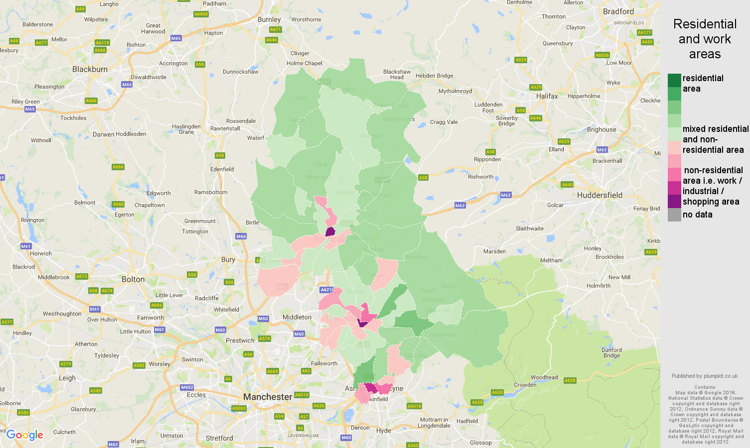 Oldham residential areas map