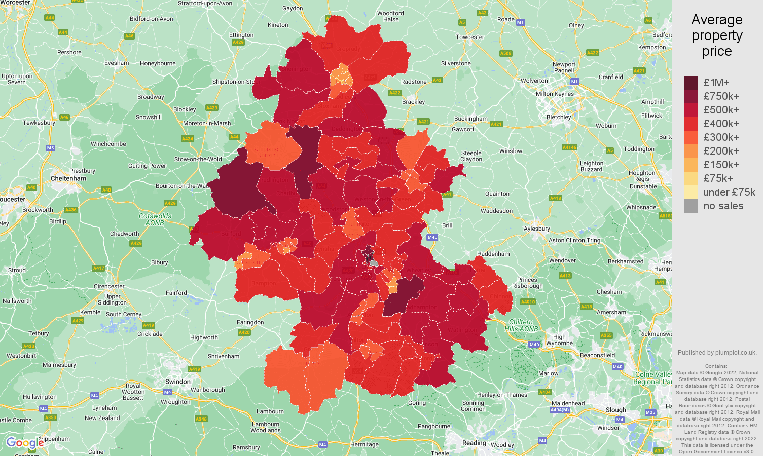 Oxford house prices map
