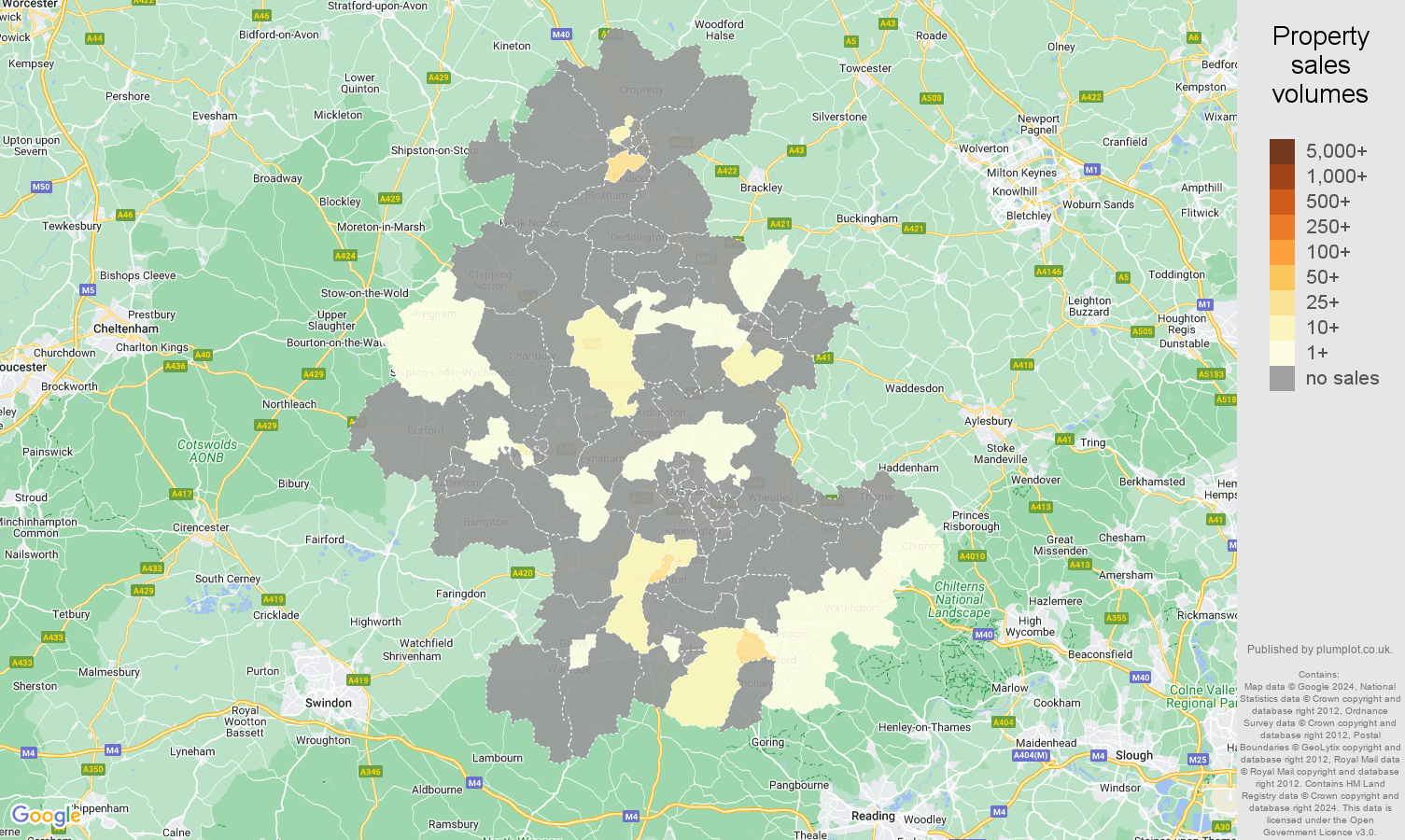 Oxford map of sales of new properties