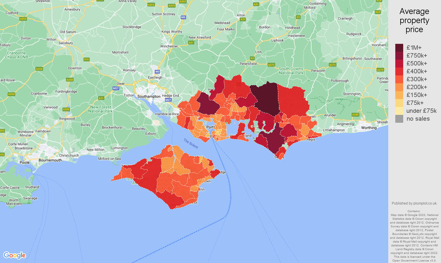 Portsmouth house prices map