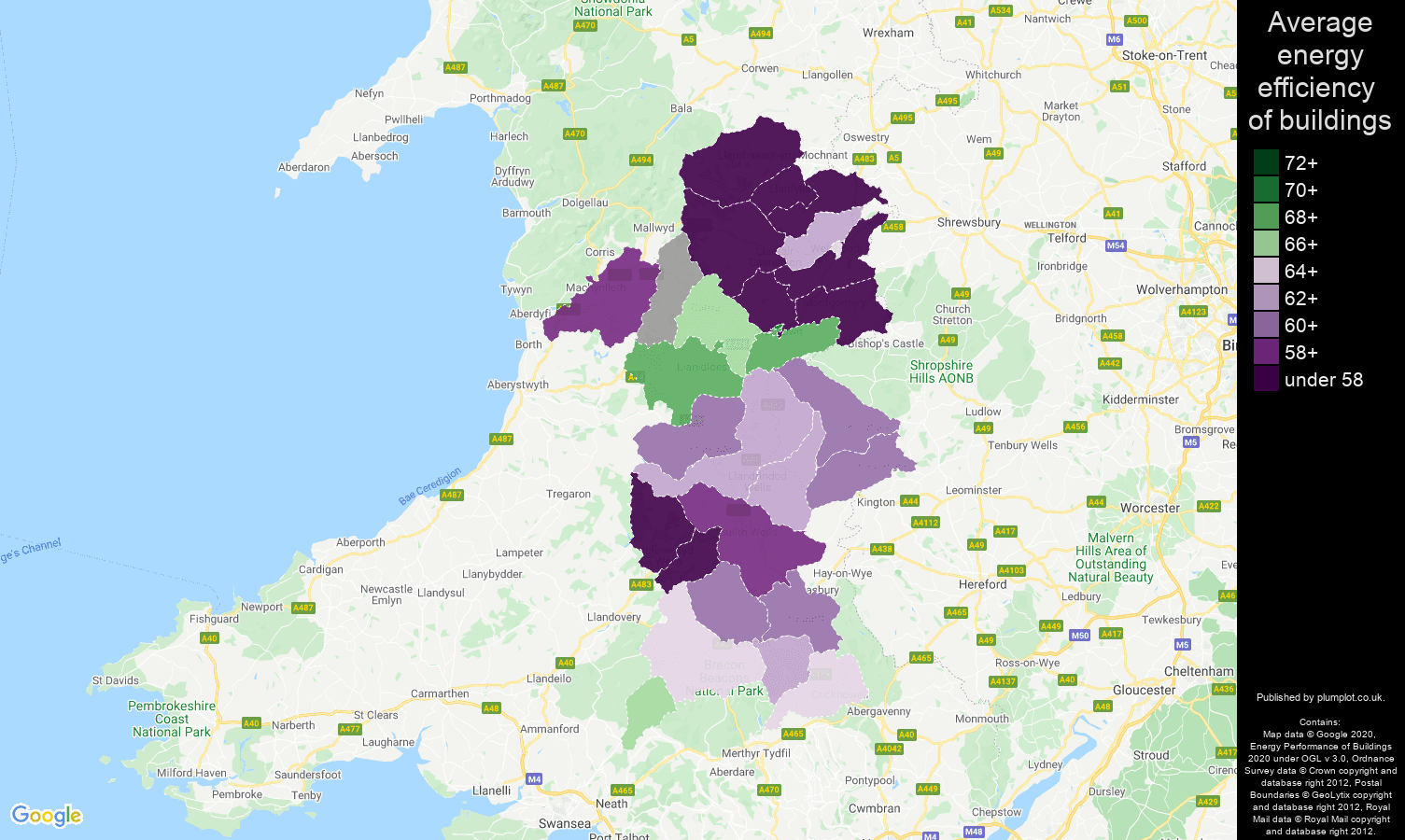 Powys map of energy efficiency of flats