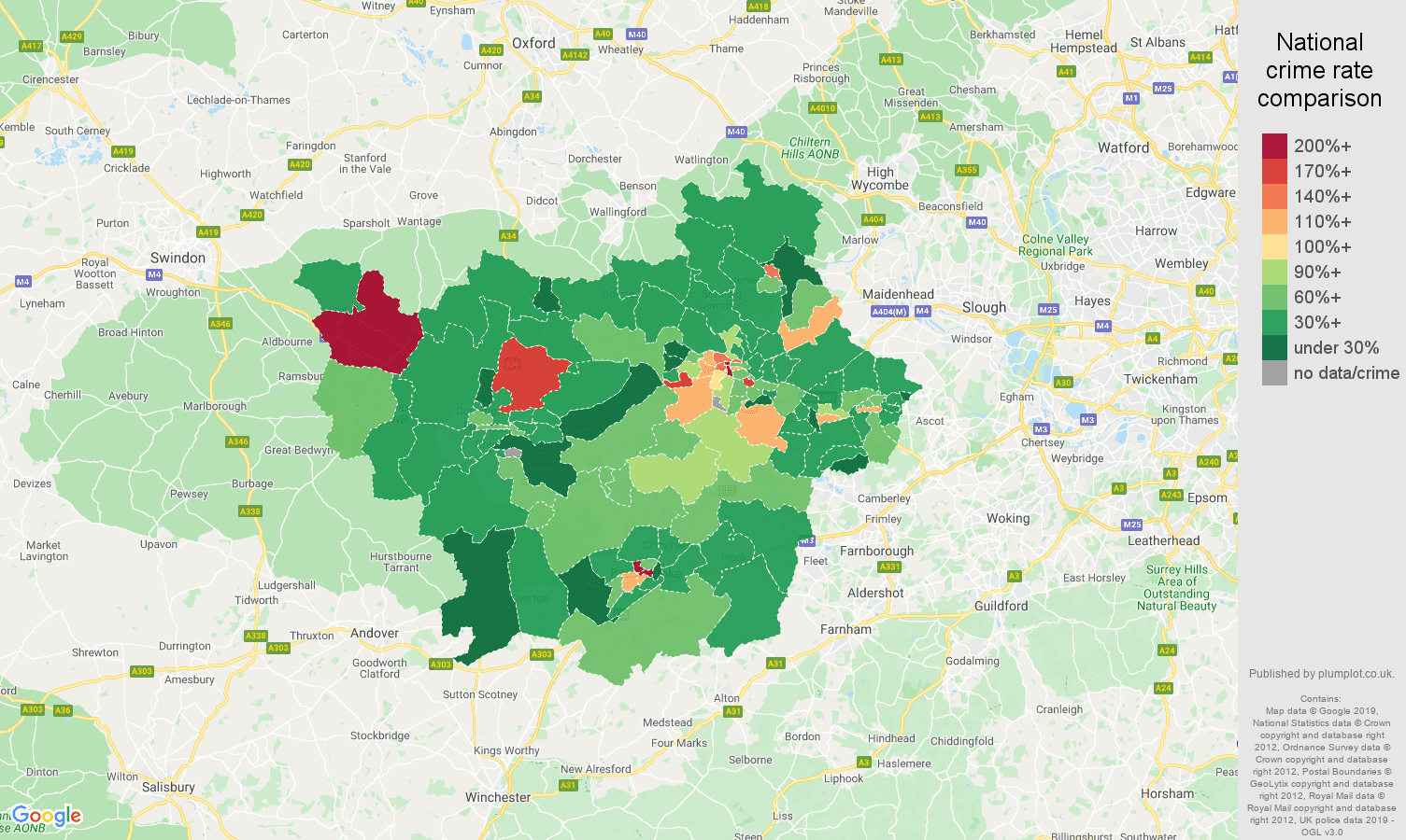 Reading other theft crime rate comparison map