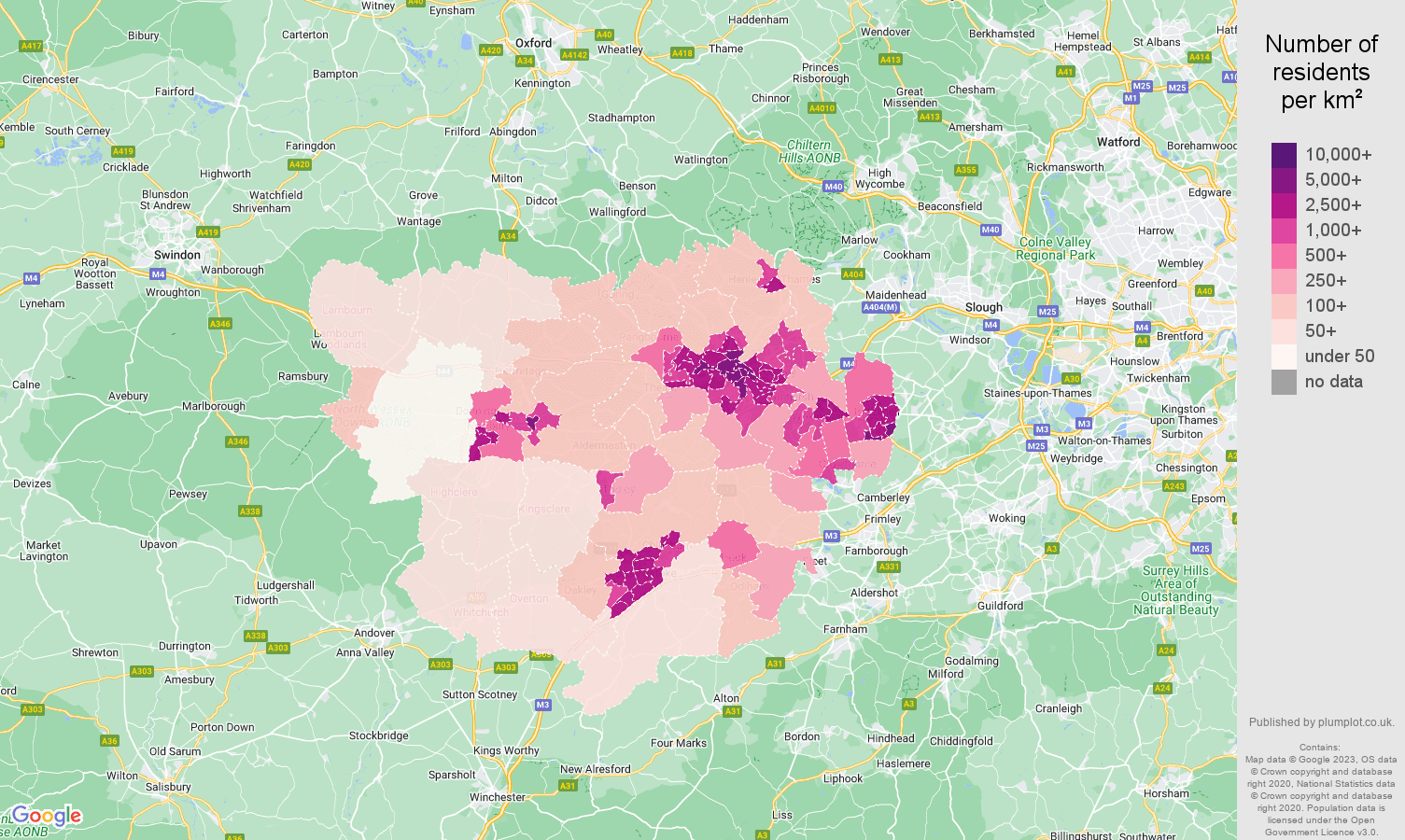 Reading population density map