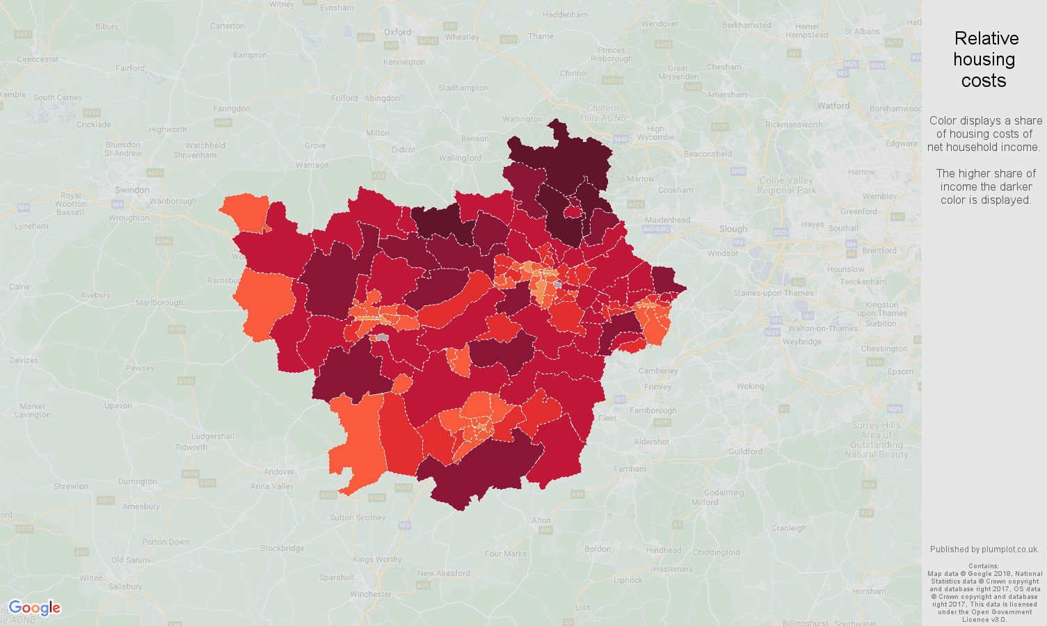 Reading relative housing costs map