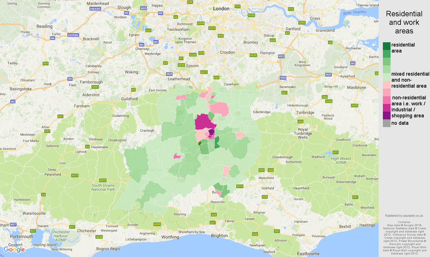 Redhill residential areas map