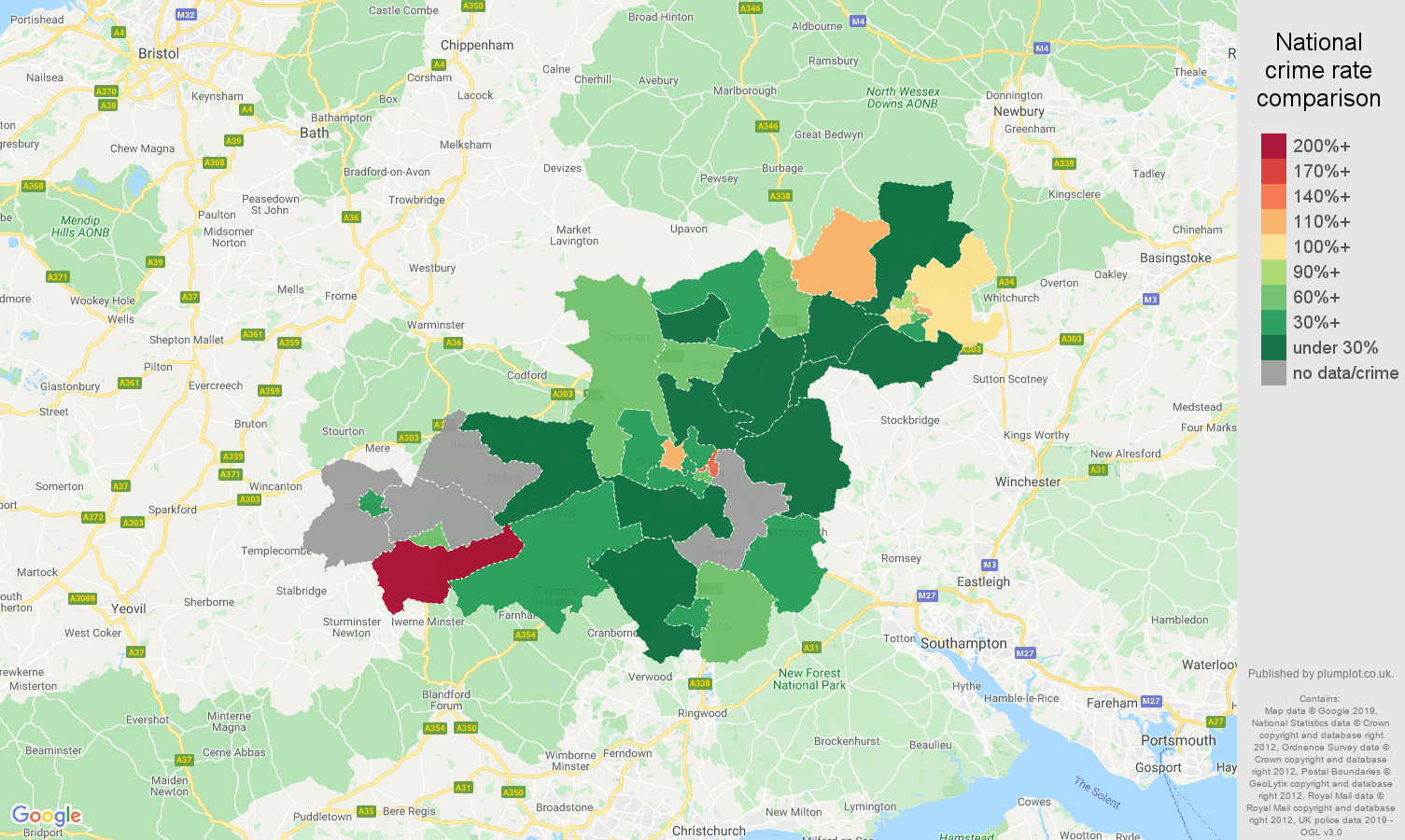 Salisbury other crime rate comparison map