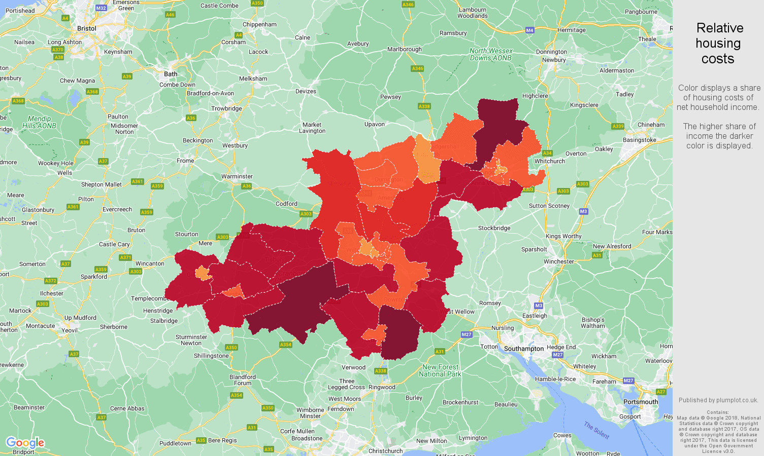 Salisbury relative housing costs map