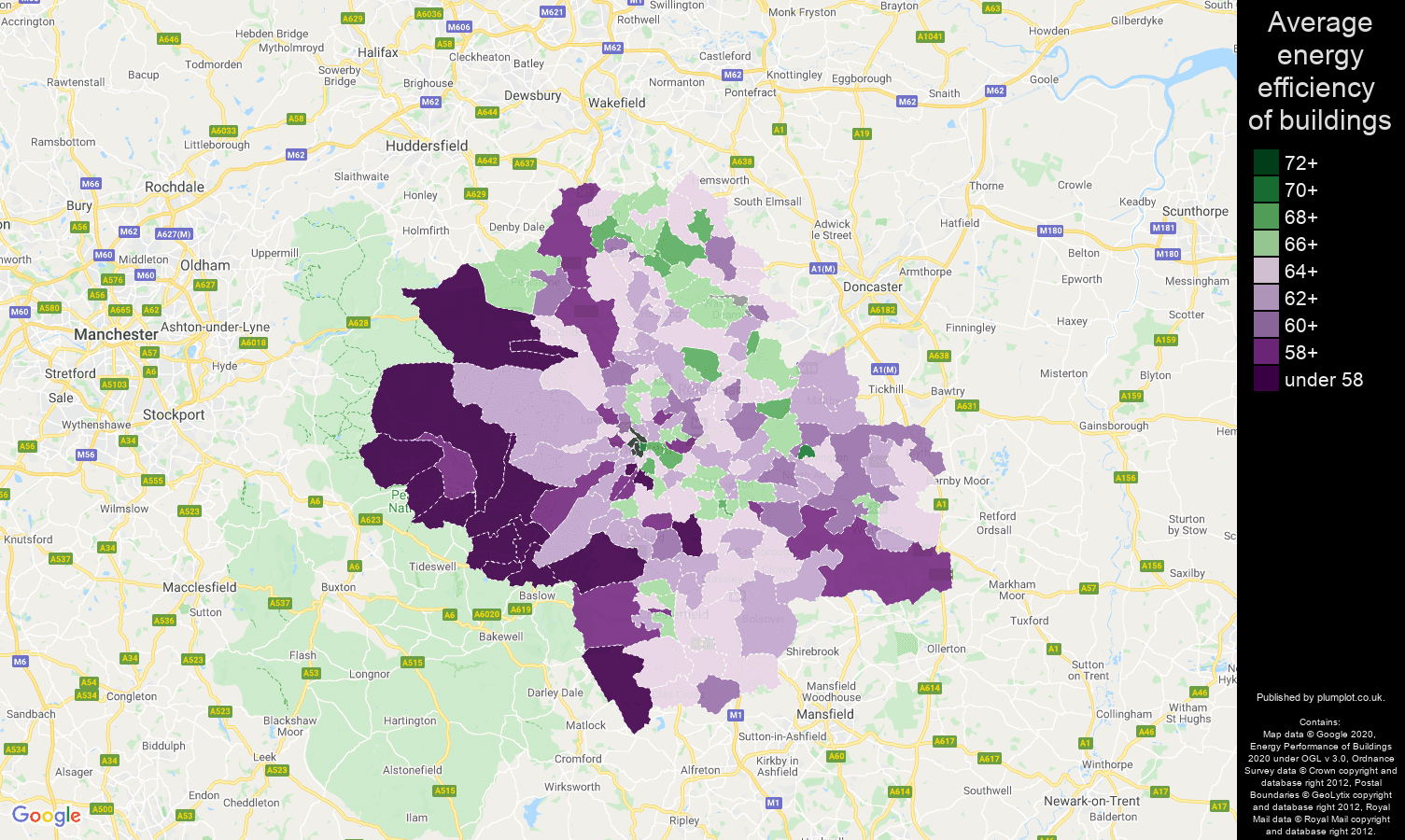 Sheffield map of energy efficiency of properties
