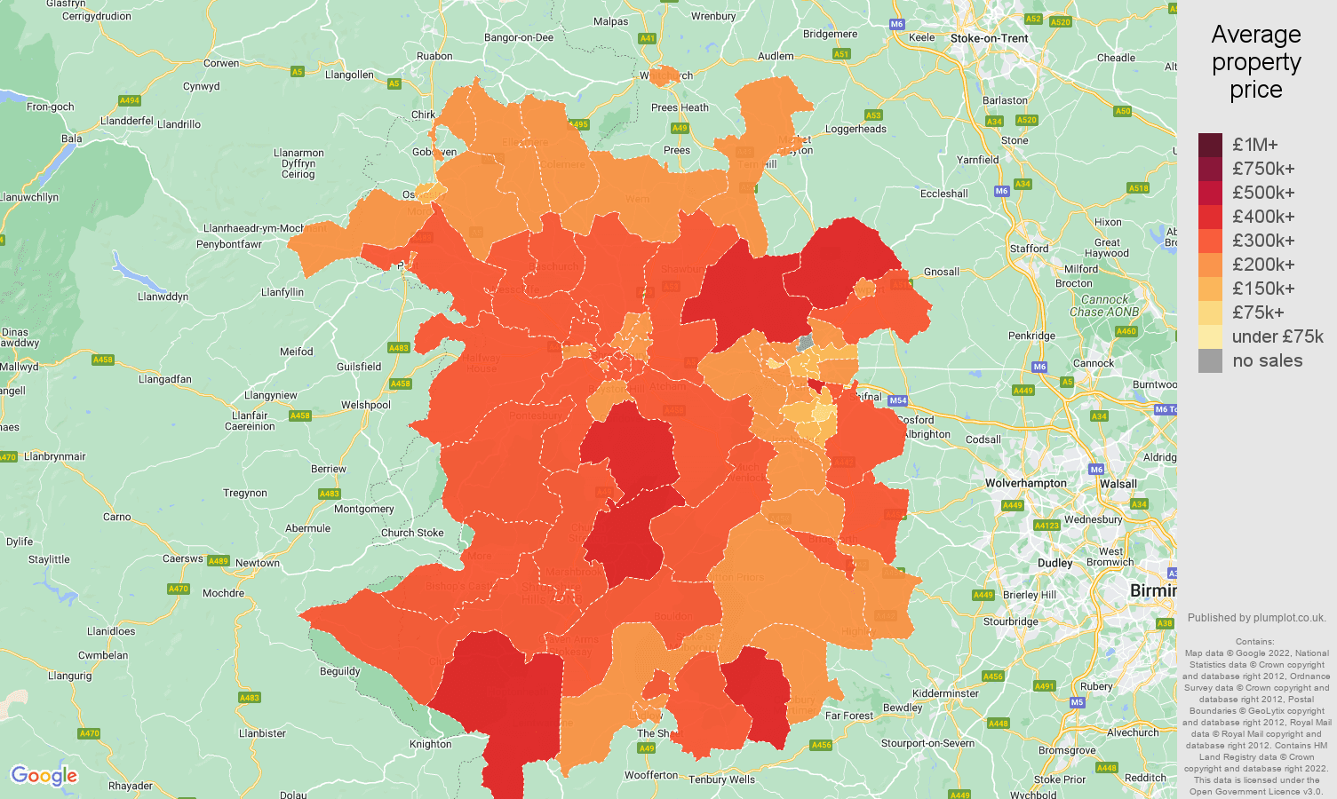 Shropshire house prices map