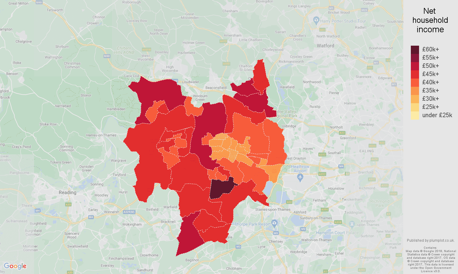 Slough net household income map