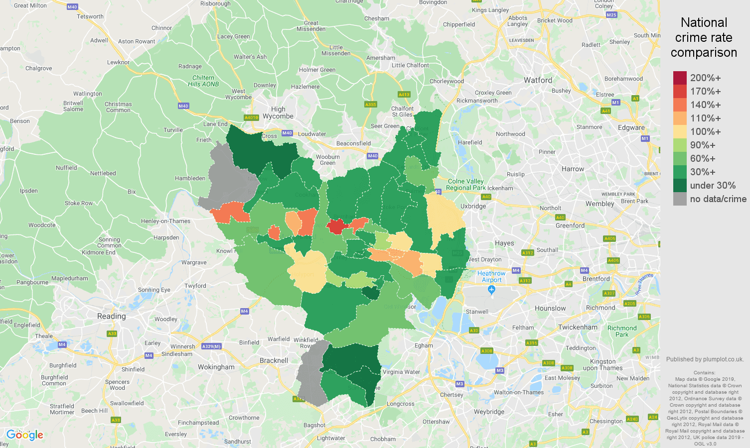 Slough other crime rate comparison map