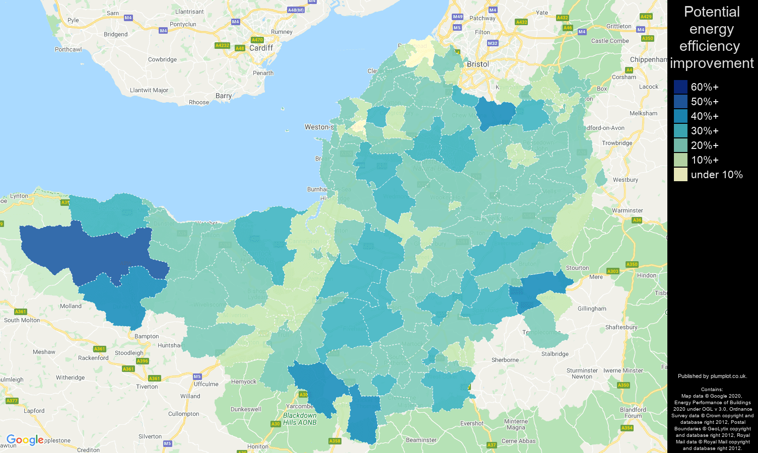 Somerset map of potential energy efficiency improvement of properties