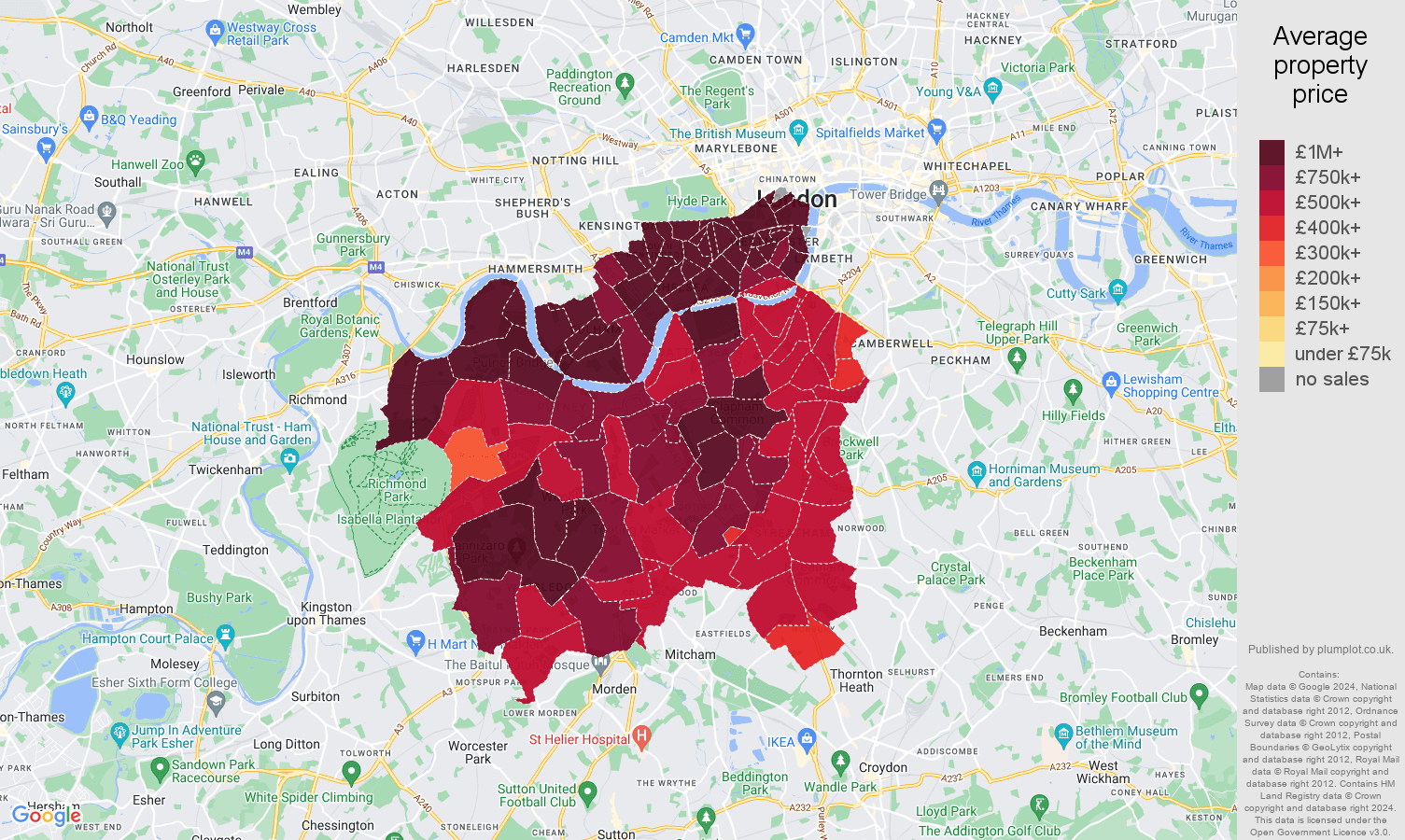 South West London house prices map