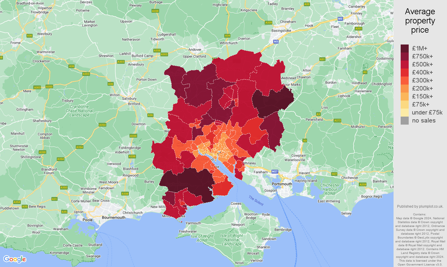 Southampton house prices map
