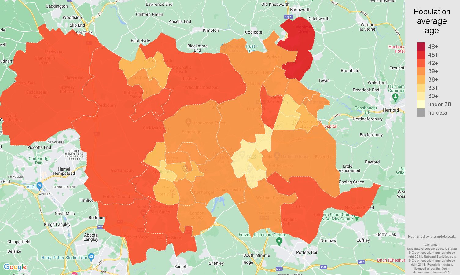 StAlbans population stats in maps and graphs.