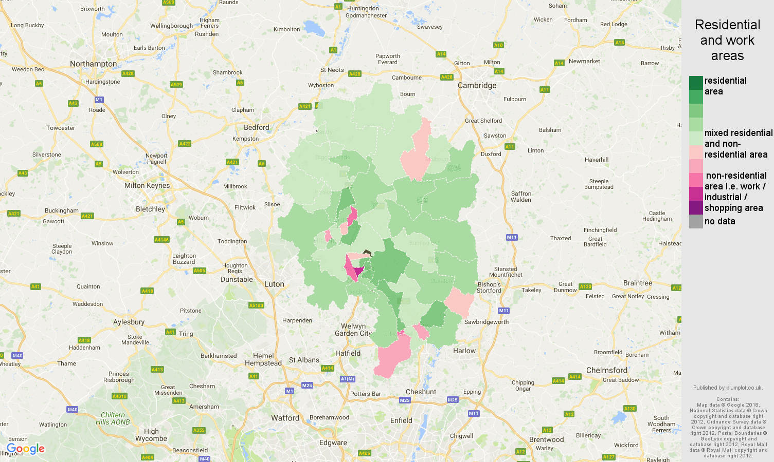 Stevenage residential areas map