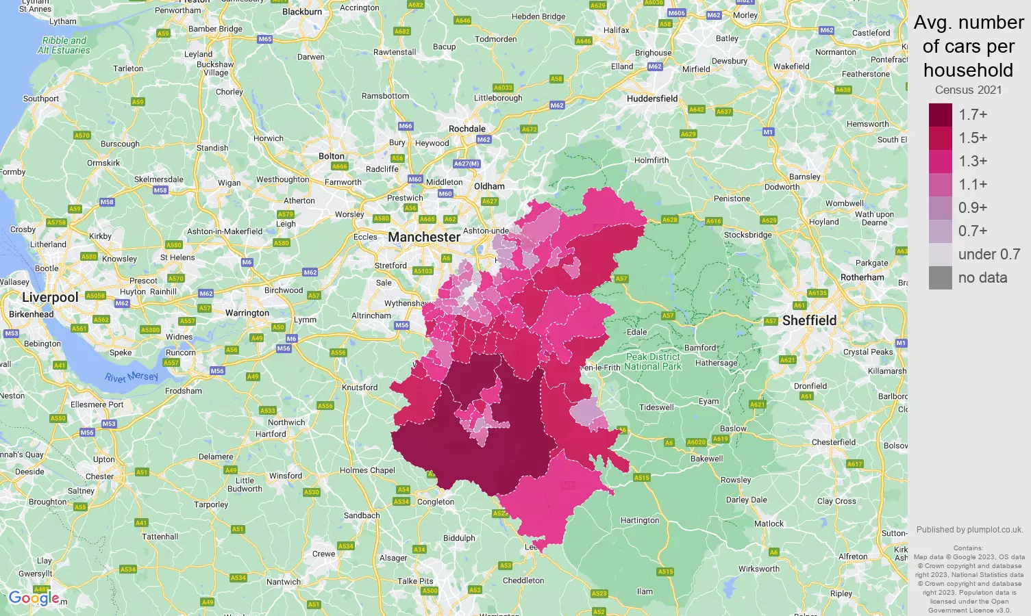 Stockport cars per household map