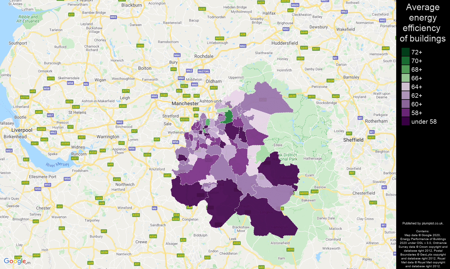 Stockport map of energy efficiency of houses