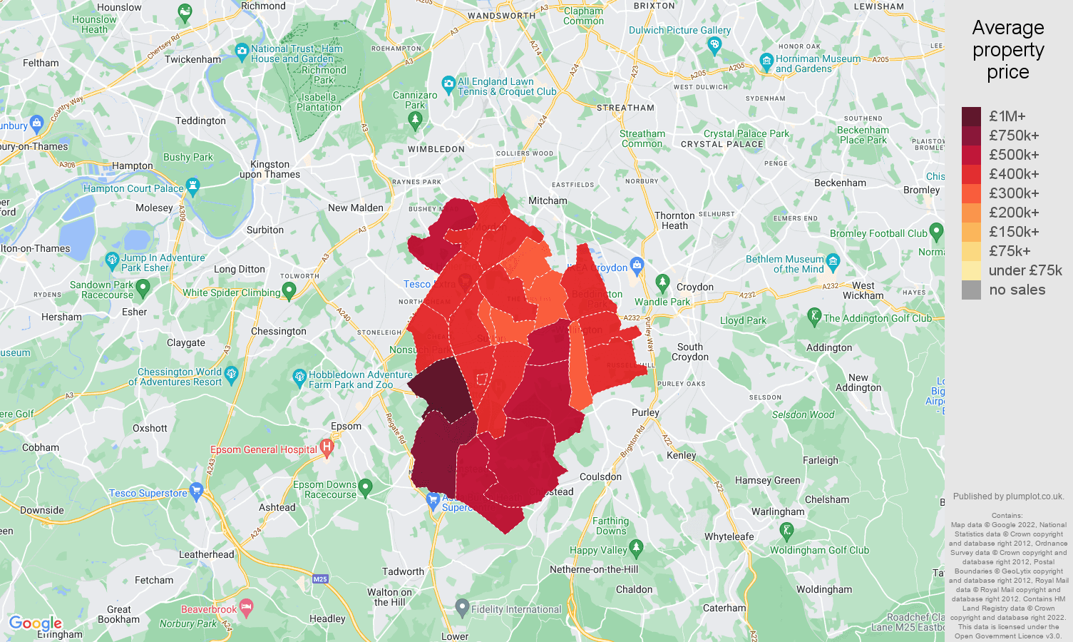 Sutton house prices map