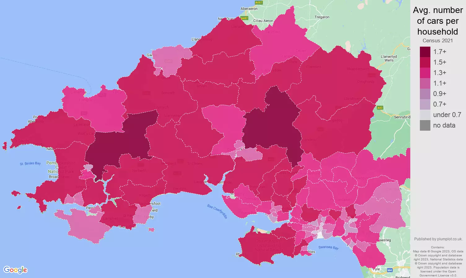 Swansea cars per household map