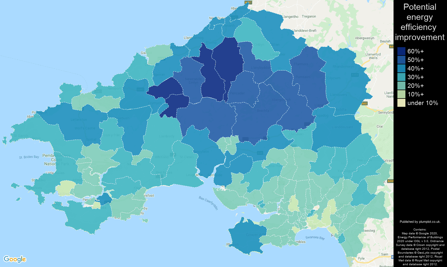 Swansea map of potential energy efficiency improvement of properties