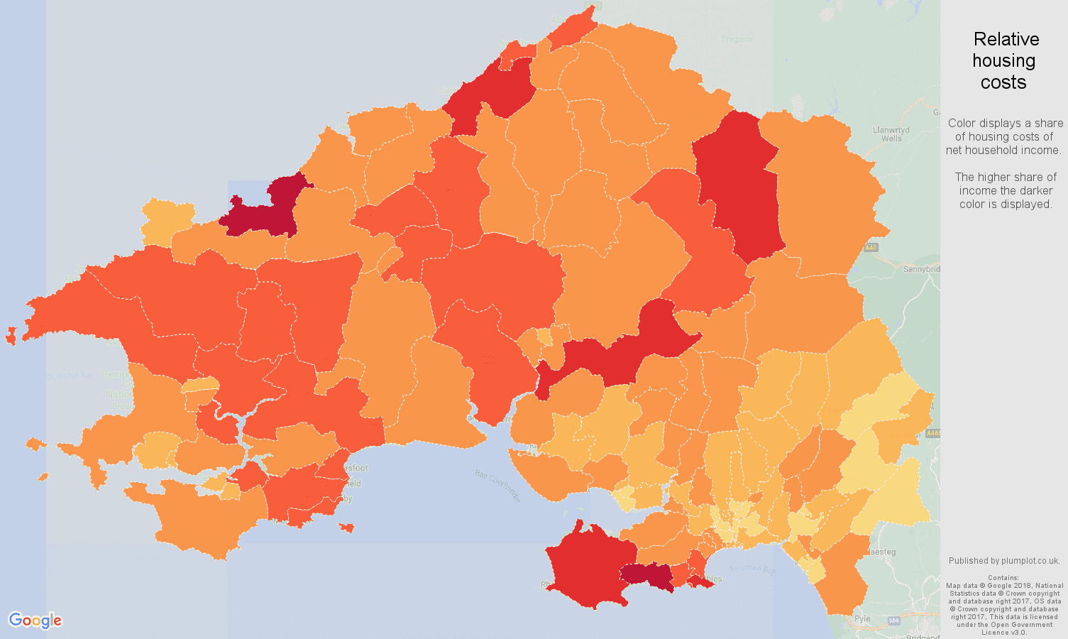 Swansea relative housing costs map