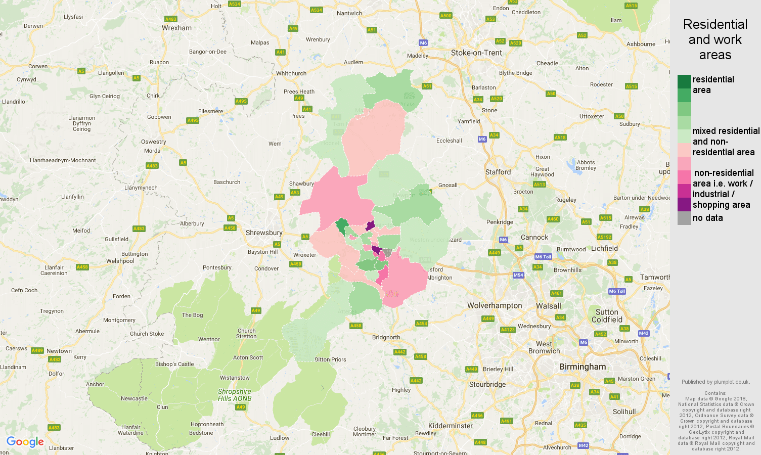 Telford residential areas map