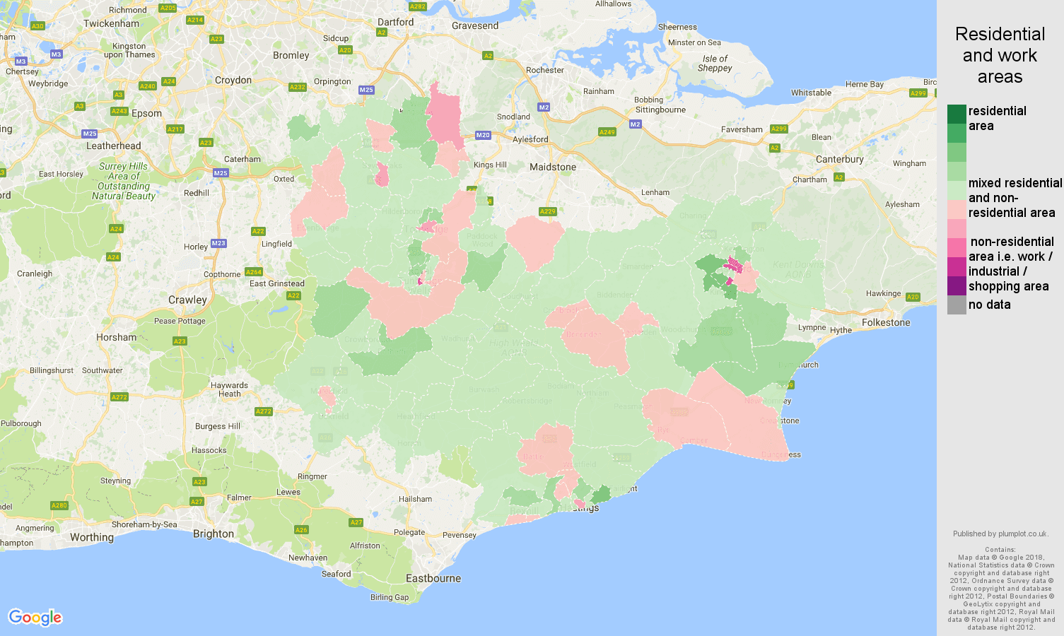 Tonbridge residential areas map