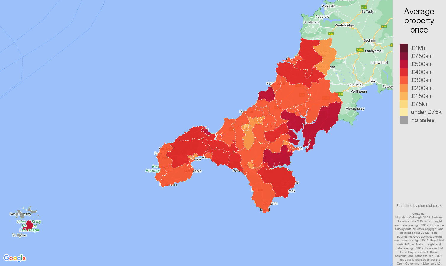 Truro house prices map
