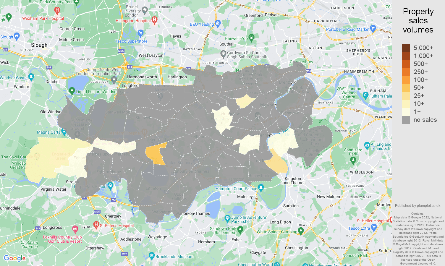 Twickenham map of sales of new properties
