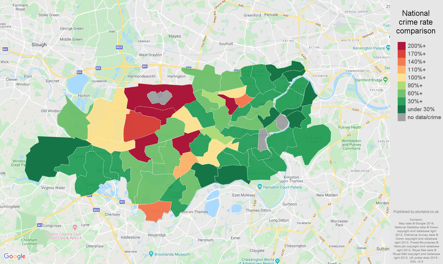 Twickenham other crime rate comparison map