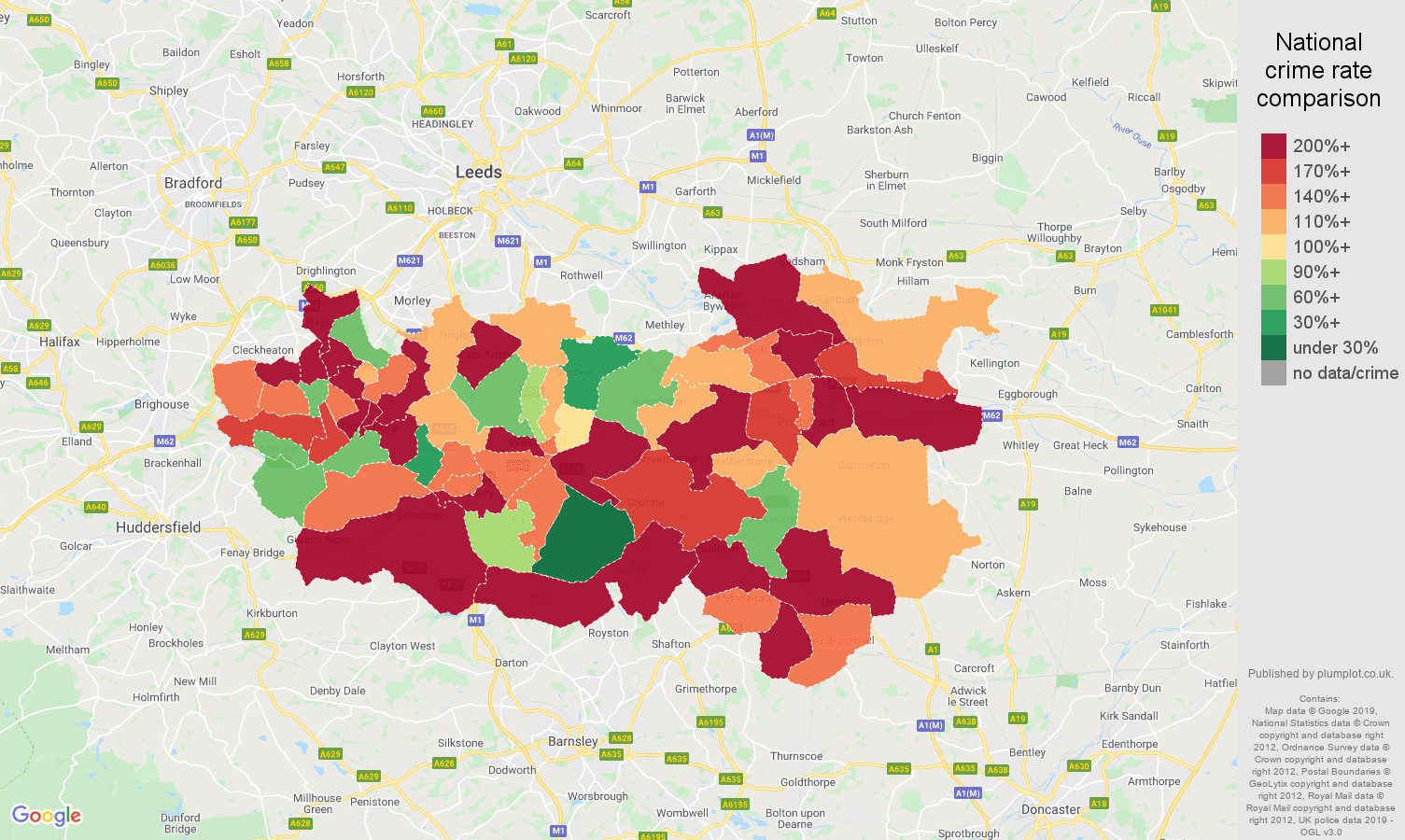 Wakefield other crime rate comparison map